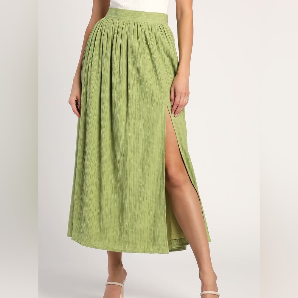 Lulus Green Mid Skirt